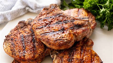 grilling pork steaks on a gas grill